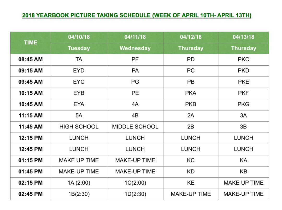 Picture Taking Schedule | HQIS 2018 Yearbook Package! 年鉴拍摄计划新鲜出炉图片_16383