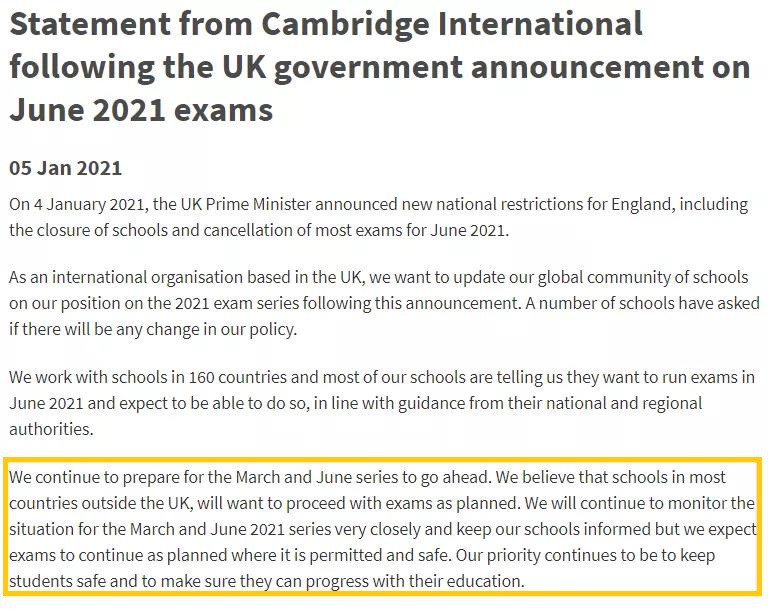 2021中国ALEVEL考试会取消吗 考试局紧急宣布ALEVEL在安全地区正常开考内容图片_2