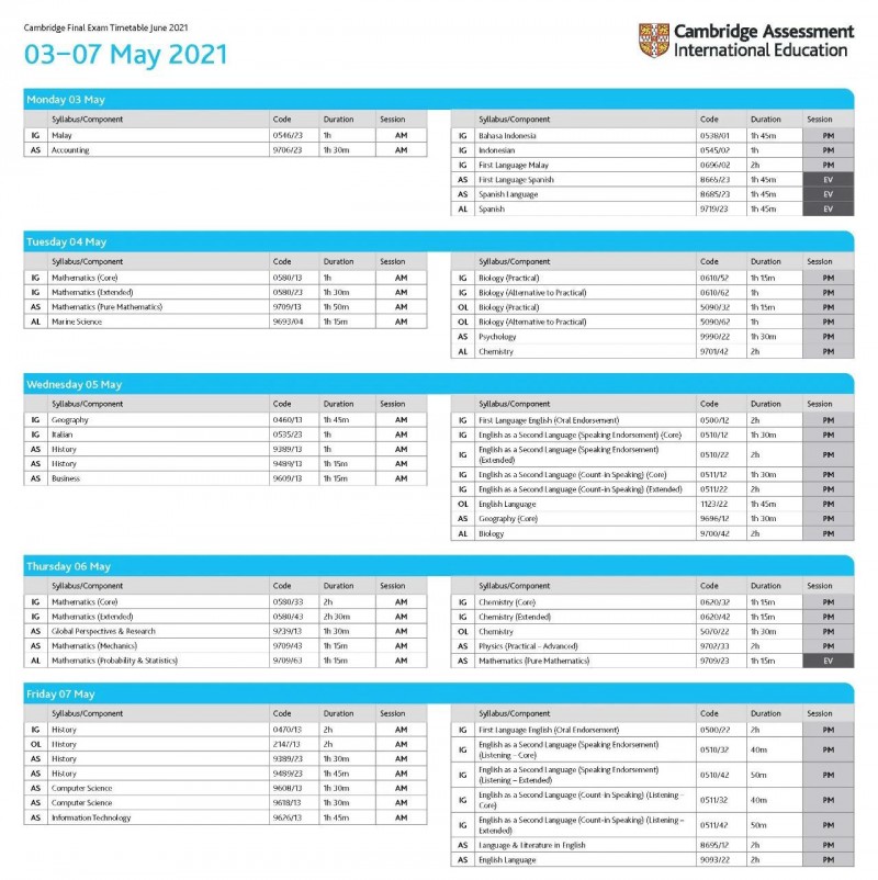 2022ALEVEL考试时间出炉 第1场定在5月3日内容图片_2